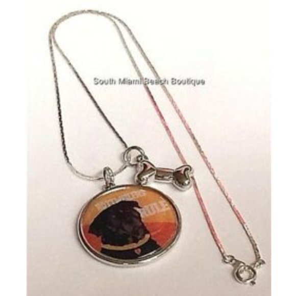 Silver Rottweiler Dog Bone Necklace Breed Rescue - Picture 6 of 8